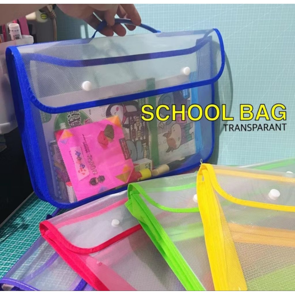 

School Bag/Map Zipper Kancing Jala/Tas Kancing 2 Folio Harga Per Lusin 12pcs