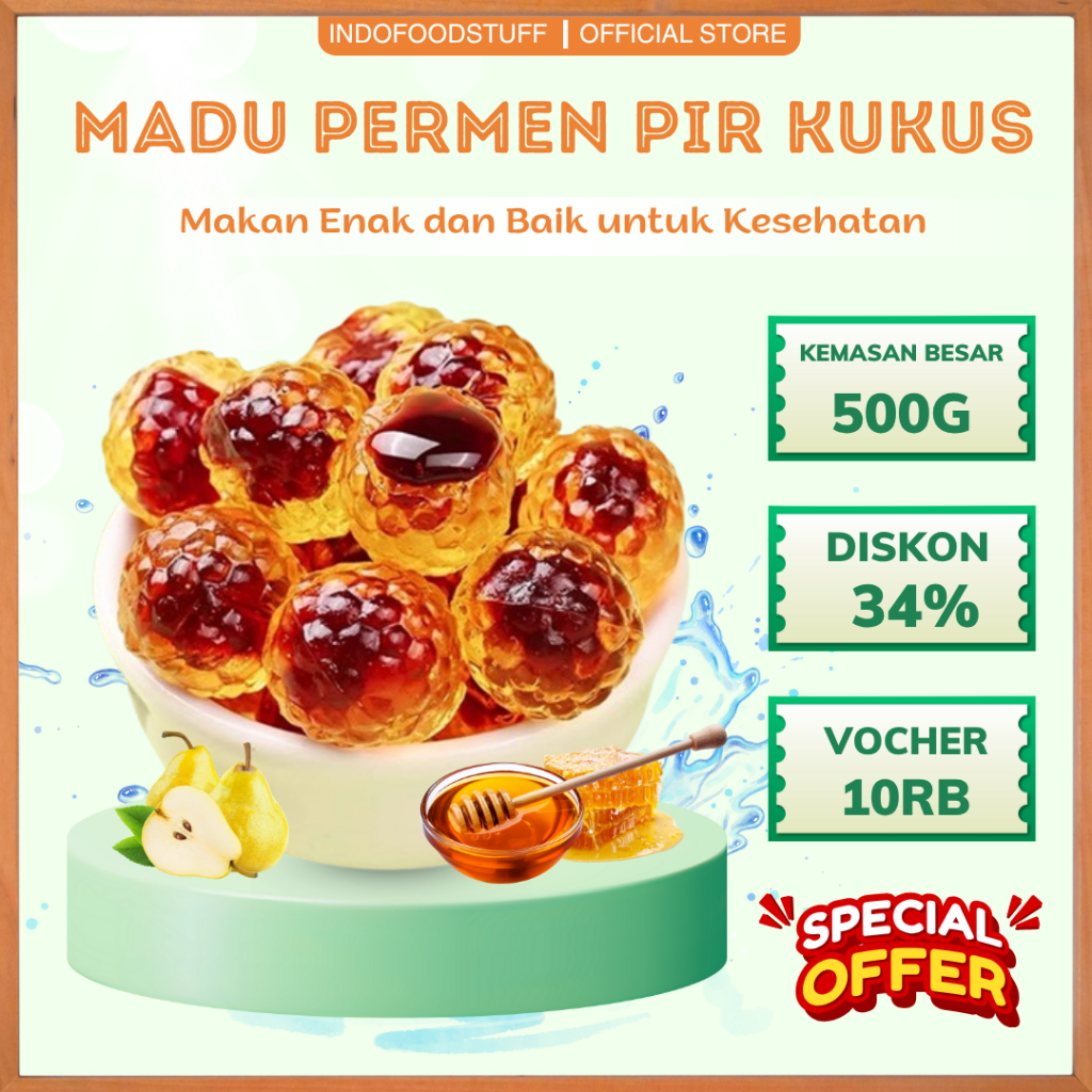 

500G PERMEN PIR KUKUS MADU 500G MEREDAKAN BATUK CEPAT, BAIK UNTUK PENCERNAAN & SISTEM KARDIOVASKULAR