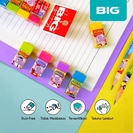 

TBMO BIG Penghapus / Eraser Pensil Warna Warni Kecil Dust Free Bum E Elephant Series ER-9403BUME