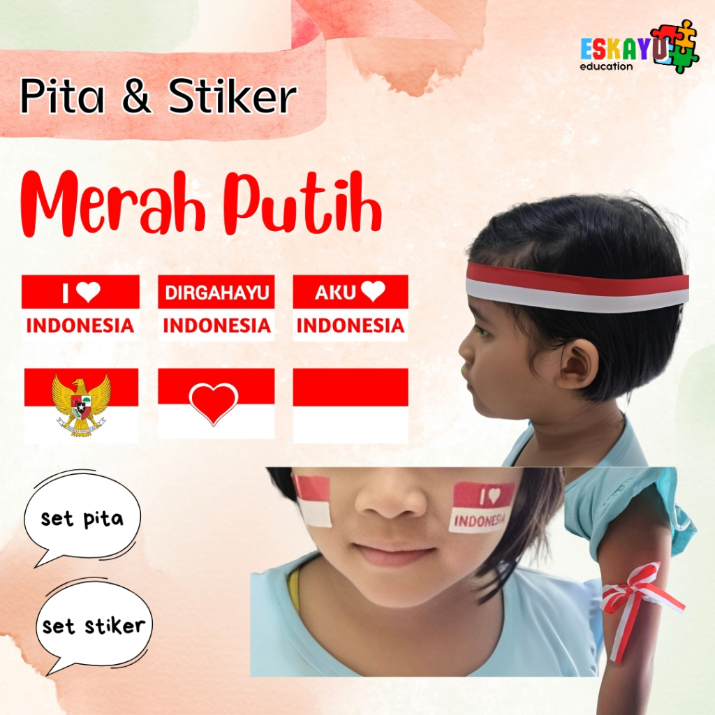 (khusus pita saja) Pita Merah Putih Atribut Agustusan / Ikat Kepala dan Ikat Tangan Merah putih ecer
