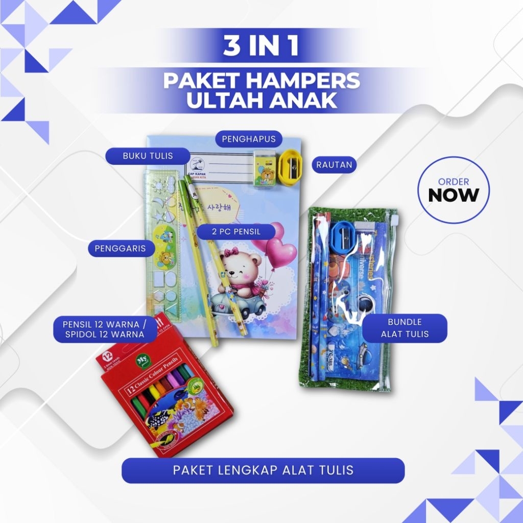 3 IN 1 SOUVENIR ULANG TAHUN ANAK / PAKET HAMPERS ULTAH ANAK / BINGKISAN ULANG TAHUN