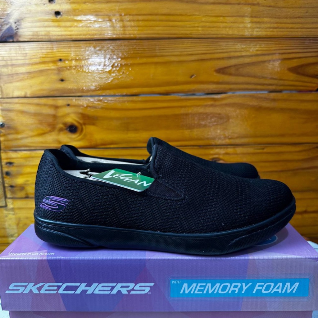 SEPATU SKECHERS WANITA SKECHERS RUFINA BOARDWALKER 897962 FULLBLACK CHARCOAL COD ORIGINAL SLIPON WAL