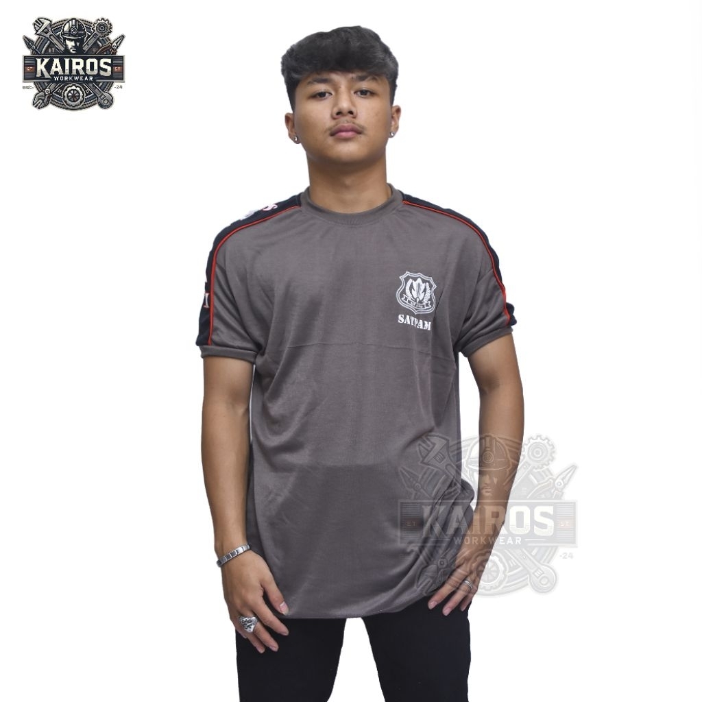 KAIROS WORKWEAR-BAJU KAOS SECURITY SATPAM VAVING COKLAT LENGAN PENDEK TERBAIK M L XL XXL