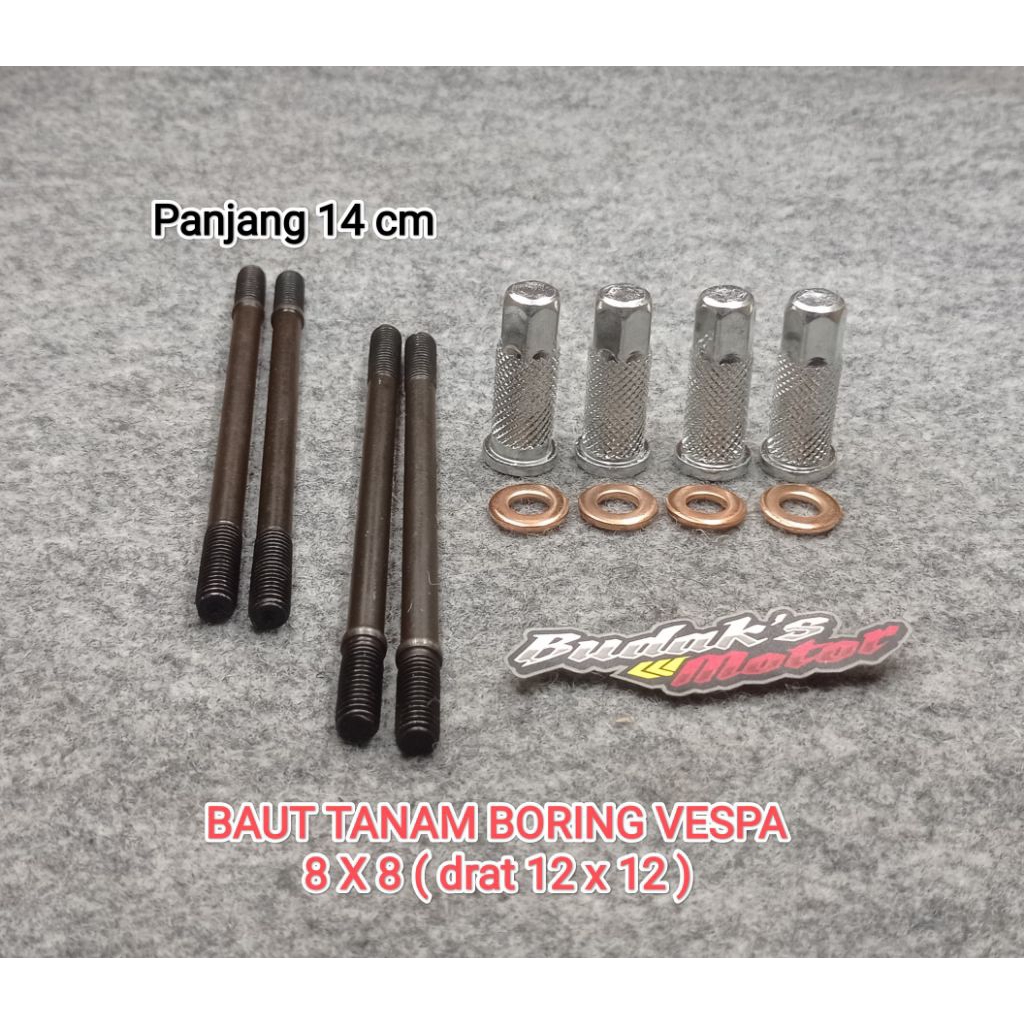 SET BAUT TANAM BORING VESPA DRAT BAUT 12 PANJANG 14CM