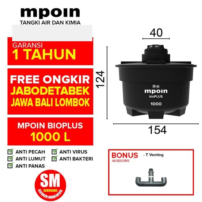 TANGKI TANDON TOREN AIR MPOIN B1000 BIO SEPTICTANK 1000 LITER INDUSTRIAL ANTI VIRUS ANTI LUMUT ANTI 