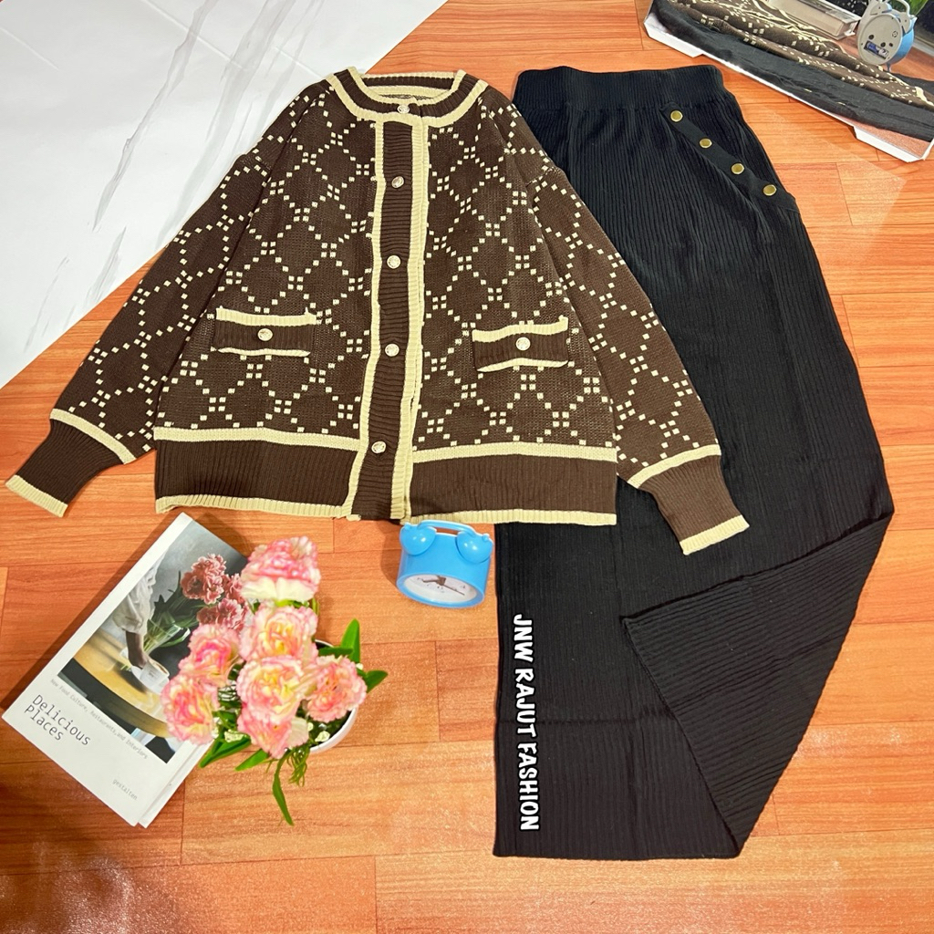 setelan rok alisha - atasan dan rok baju rajut wanita premium