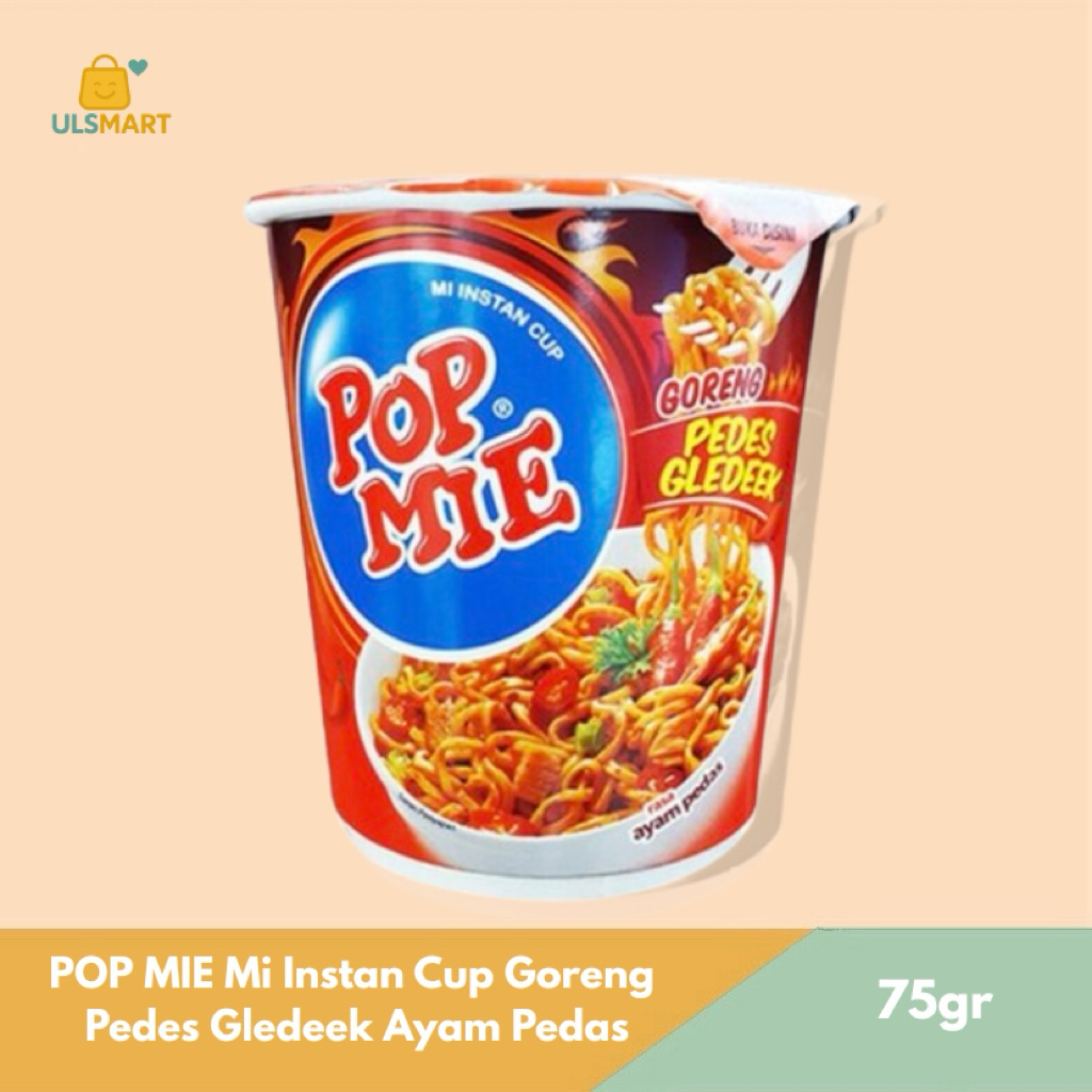 

POP MIE Mi Instan Cup Goreng Pedes Gledeek Ayam Pedas 75 g