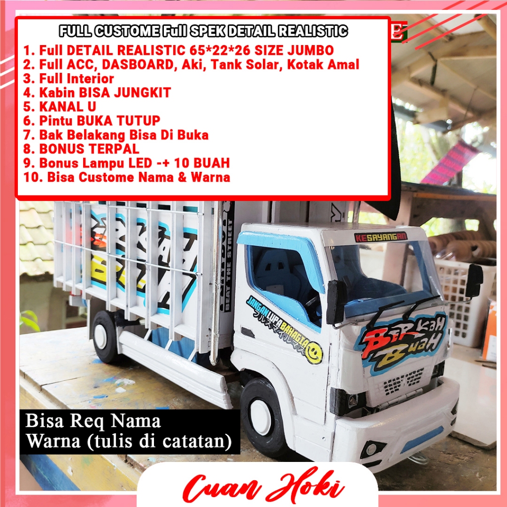 CUAN HOKI MAINAN TRUK OLENG SPESIAL FULL CUSTOME LAMPU TERPAL MAINAN MINIATUR TRUK & BUS FULL SPEK D