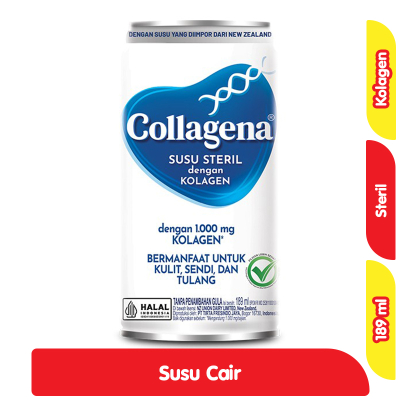 

Collagena Susu Steril Kolagen 1000mg Untuk Kesehatan. 1 Dus isi 12 Kaleng 189 ml