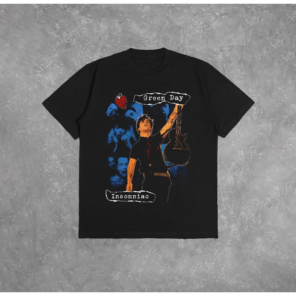 Kaos Green Day Band Unisex Insomniac - T-Shirt Musik Punk Rock - Katun Combed Adem Lengan Pendek