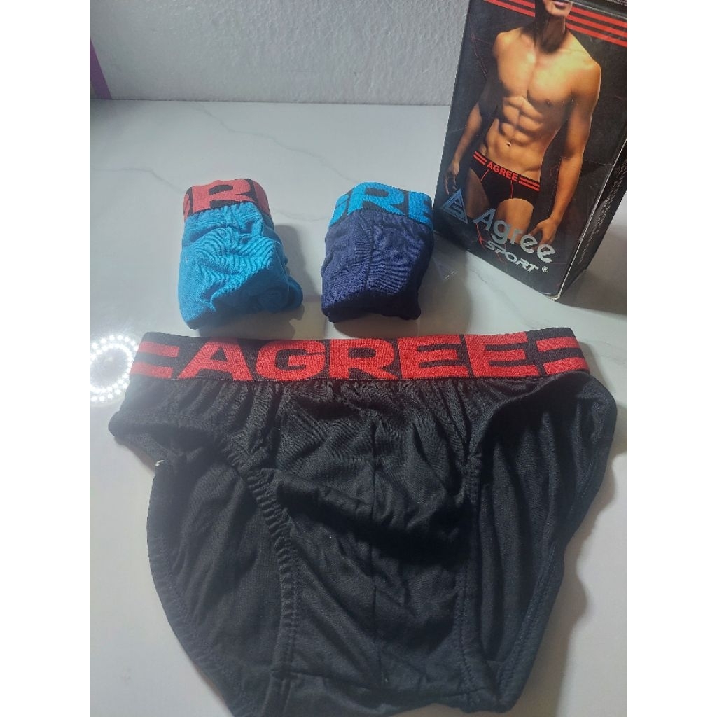 1box isi 3pcs Celana Dalam Pria AGREE | Cd AGREE Pria Bahan Katun Karet Sport