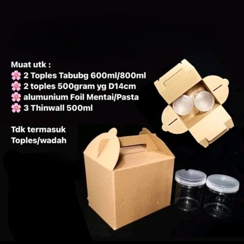 

box jinjing eflute muat toples tabung 9cm dus hampers kuker packaging ukuran 18x14x15cm