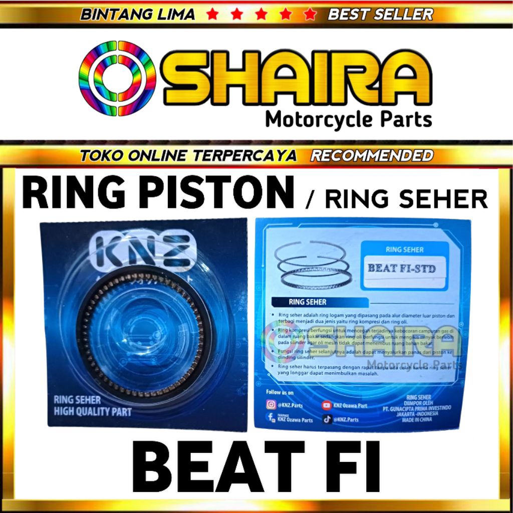 RING SEHER / RING PISTON BEAT FI STATER KASAR / SCOOPY STATER KASAR / KZL / KNZ / HIGH QUALITY PART 