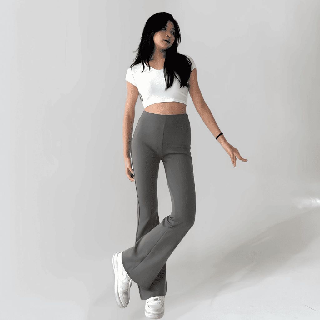 celana cutbray higwaist wanita scuba premium Pinggang karet (melar)