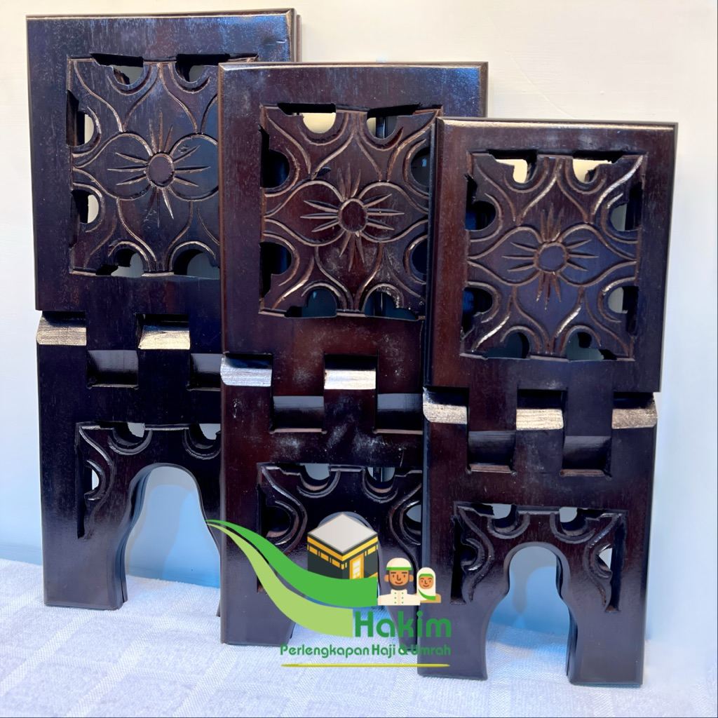 Rehal Ukir Kayu Jati Finishing Rapi & Halus (Tersedia:Besar,Sedang,Kecil) Rehal Kayu Jati Meja Al Qu