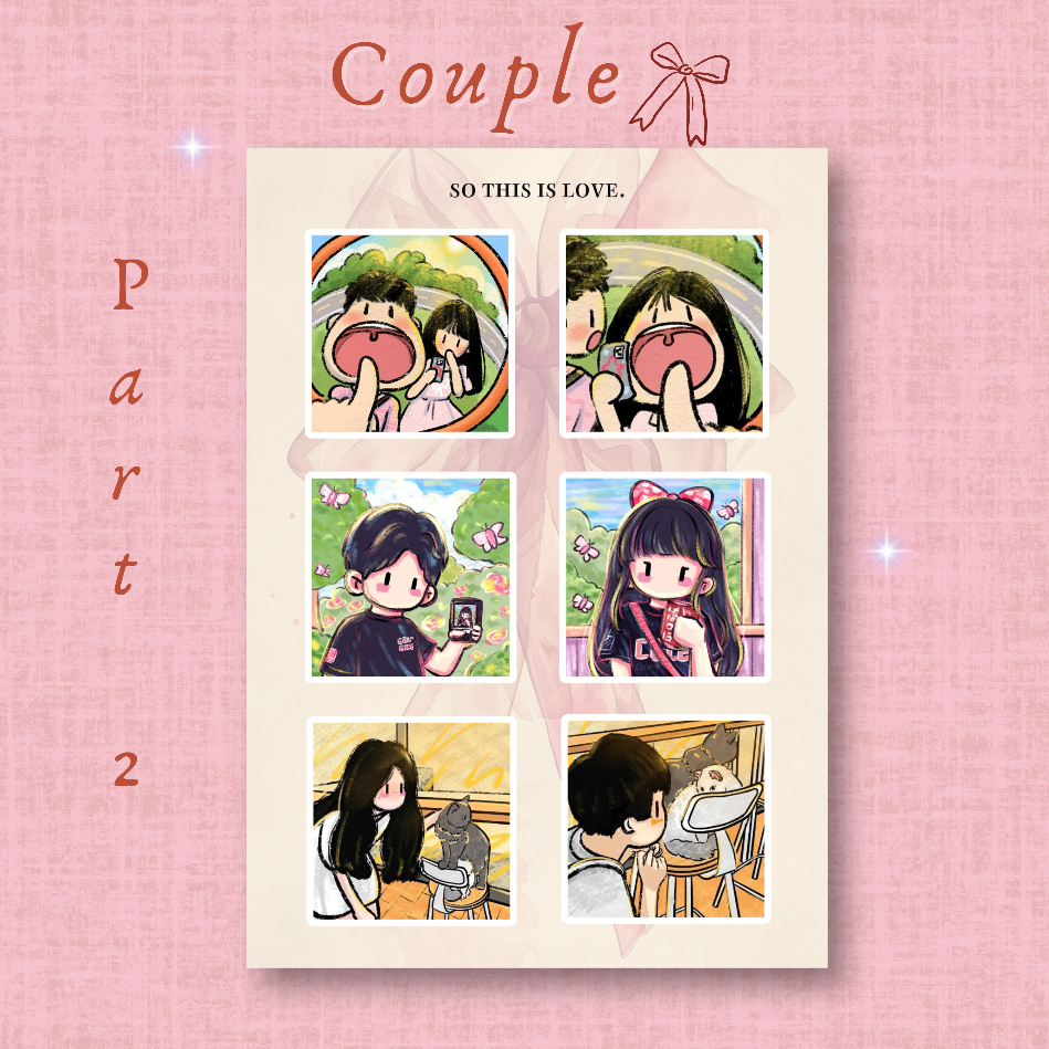 

[BUY 3 GET 1 FREE] Couple Series - Aesthetic Vinyl Sticker Pack with Kiss Cut (A6)