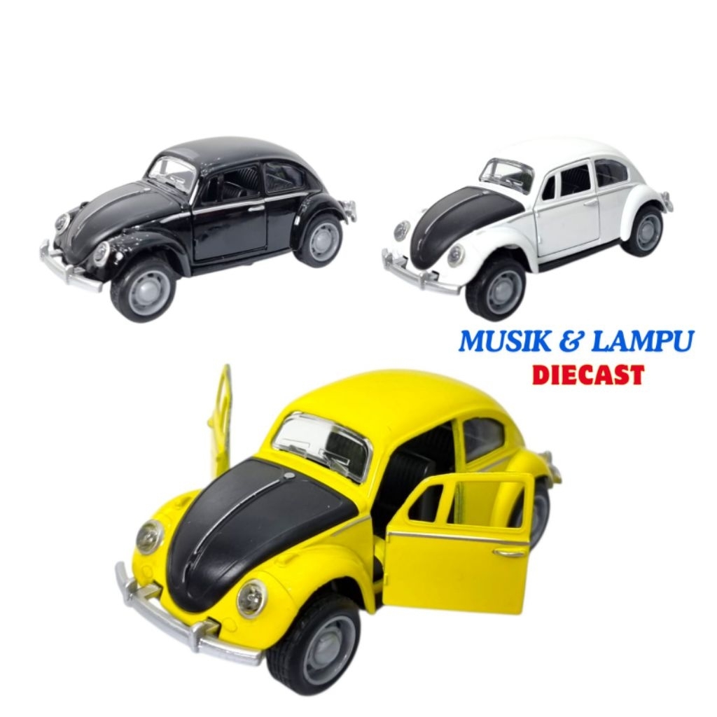 Diecast Mobil Volkswagen Beetle VW Kodok 8844 Buka Pintu + Musik + Lampu