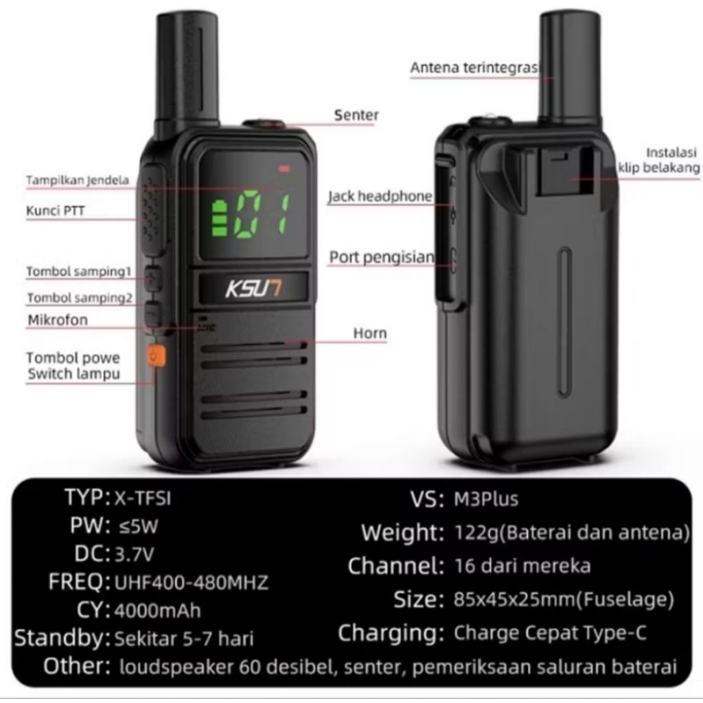 HT KSUN X -TFSI Handy Talkie M3Plus HT UHF 400-470Mhz