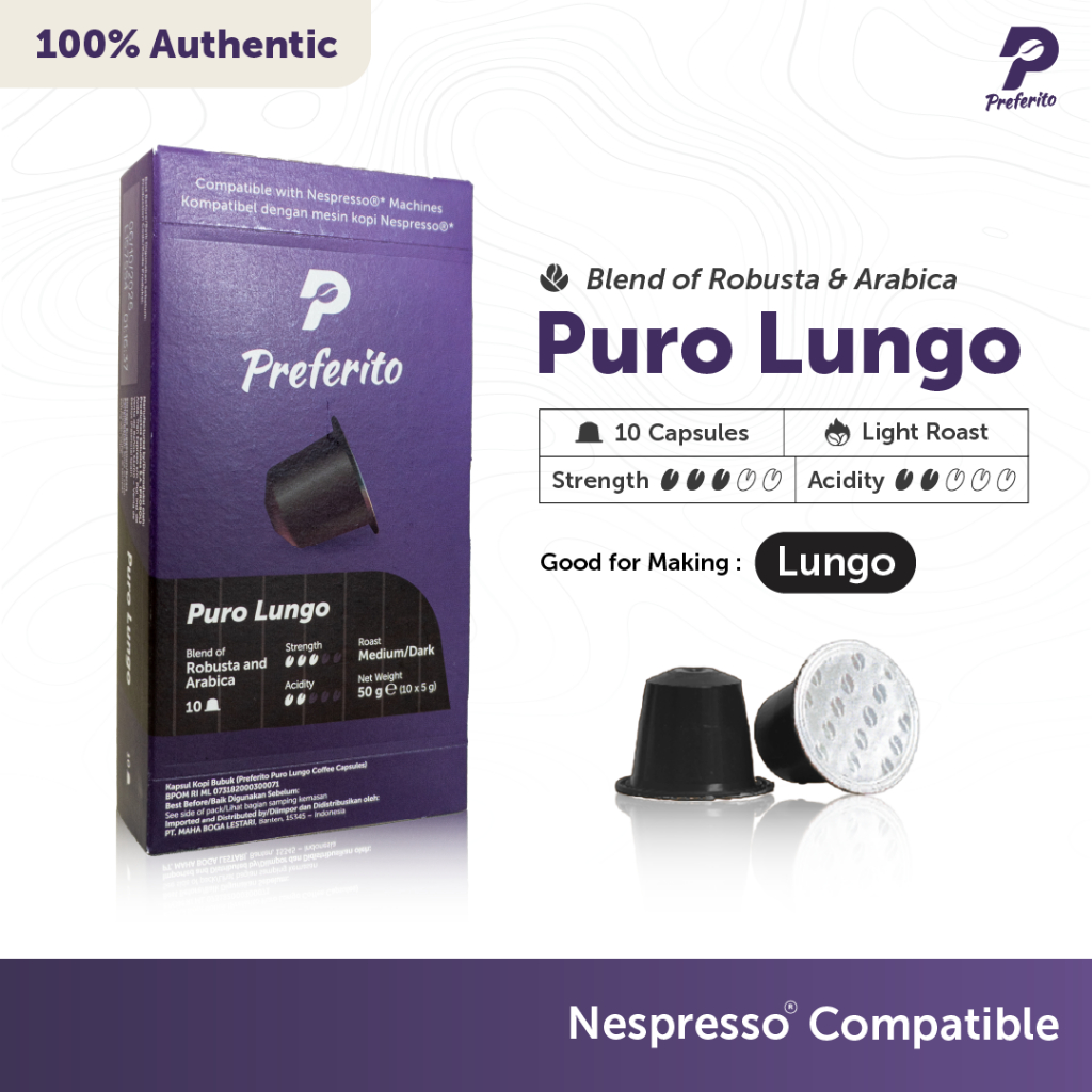 

Preferito Puro Lungo Kopi Kapsul Nespresso Compatible Coffee Capsule