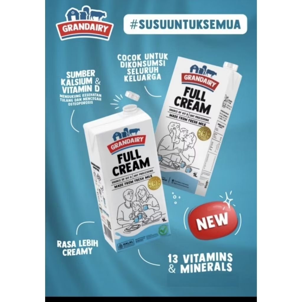 

UHT susu full cream milk 1 liter grandairy