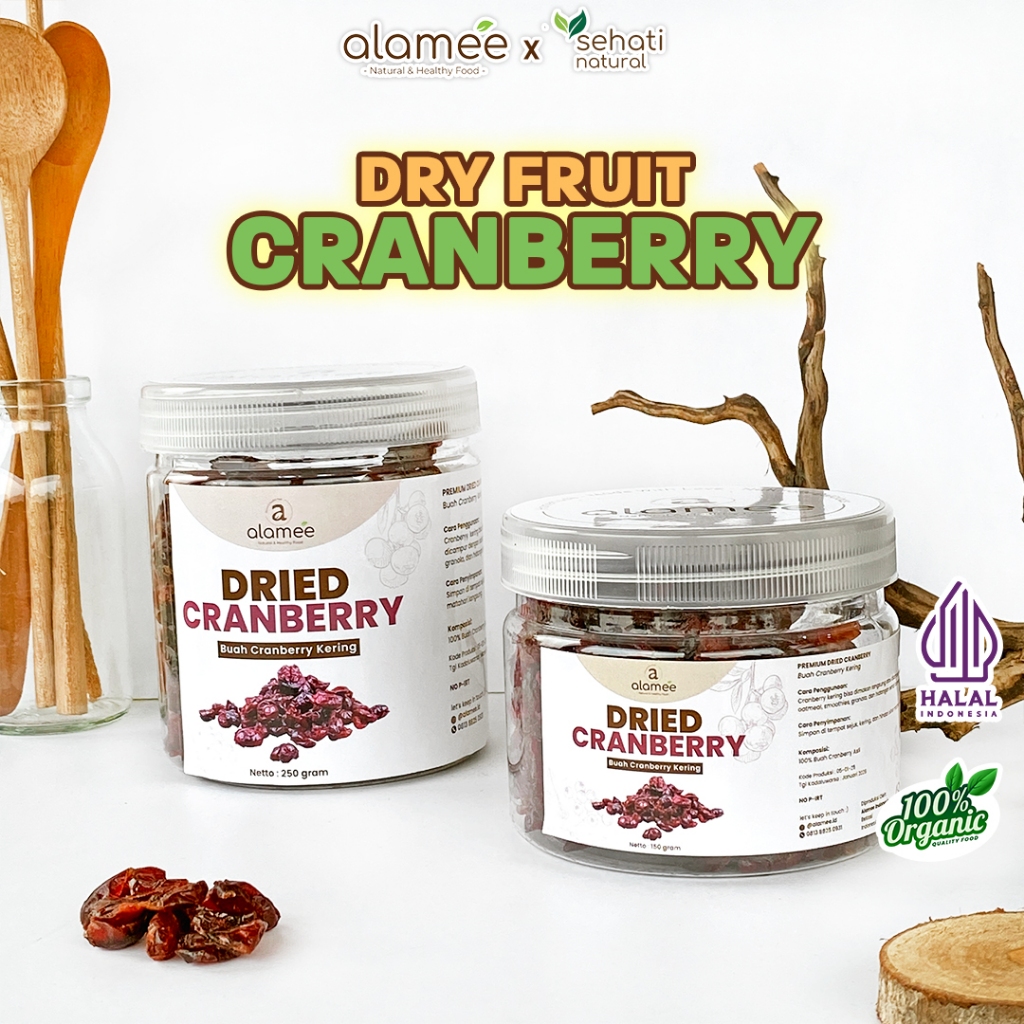 

ALAMEE Cranberry Kering Cemilan Buah Sehat Rendah Kalori Dried Cranberry Natural 100% Premium 250gr