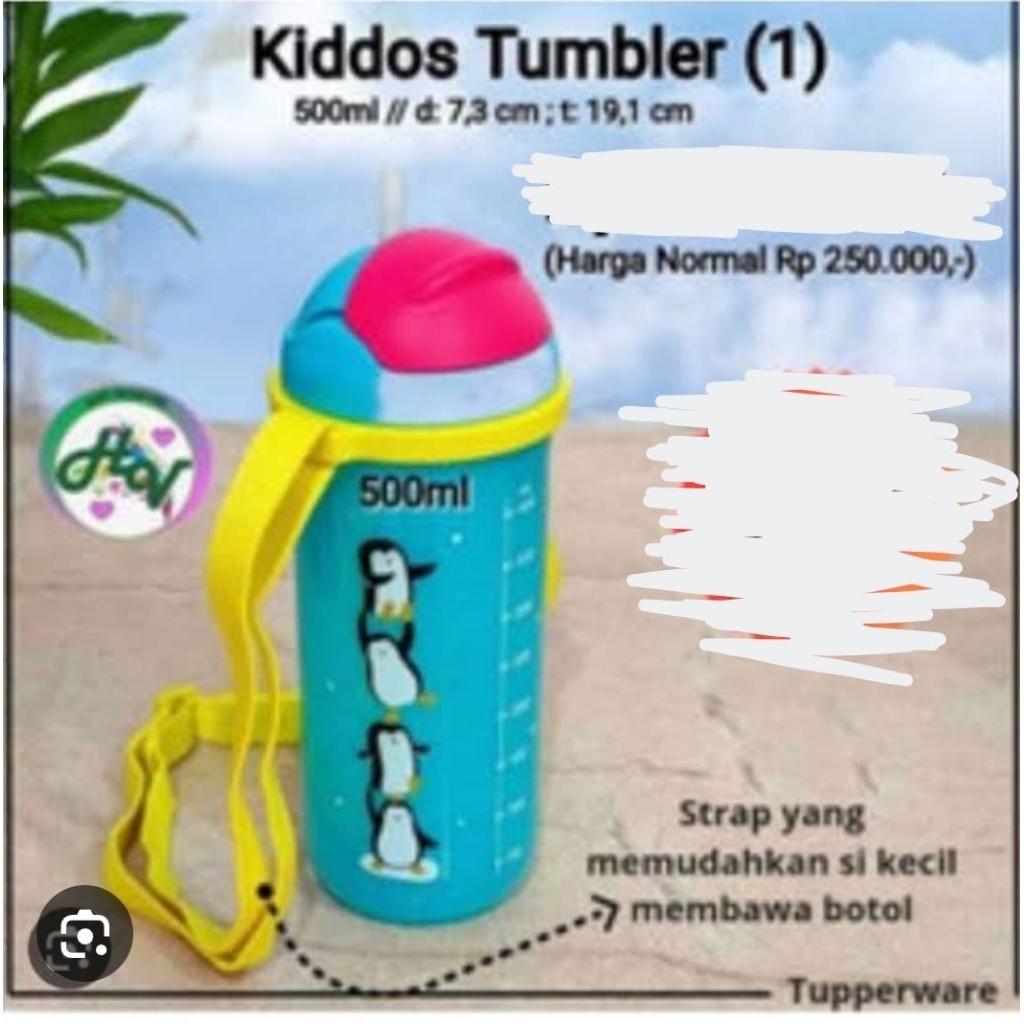 kiddos tumbler tupperware/ botol minum anak dengan sedotan