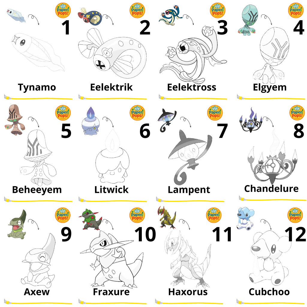 

[PaperPops!] Lembar Kertas Mewarnai anak-anak Tema Pokemon Generasi 5 Buku 4