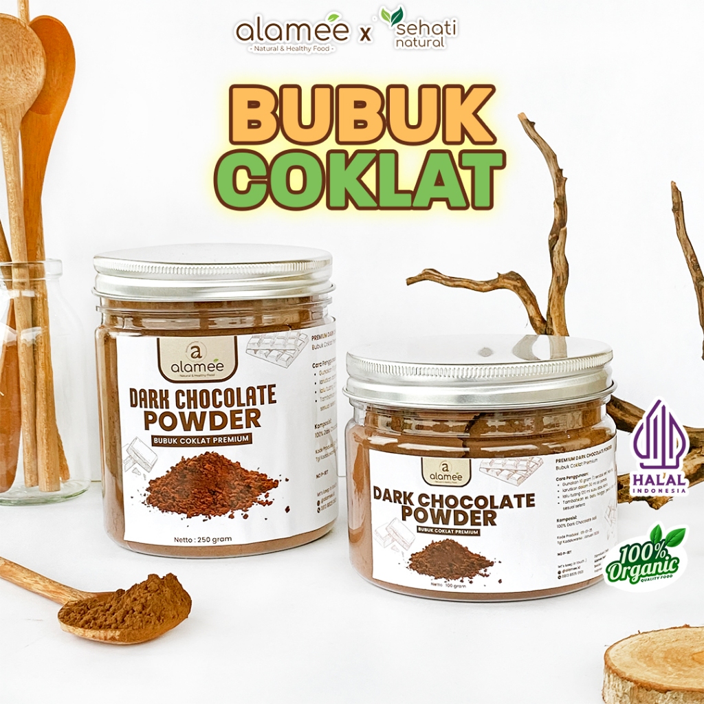 

ALAMEE Dark Chocolate Powder PREMIUM Minuman Bubuk Coklat Gluten Free Dark Cocoa Tanpa Gula 250gr