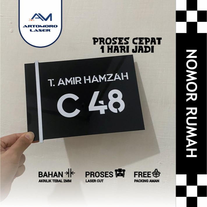 PAPAN NOMOR RUMAH AKRILIK CUSTOM | NOMER RUMAH AKRILIK TEMPAH | SIGN ACRYLIC CUSTOM