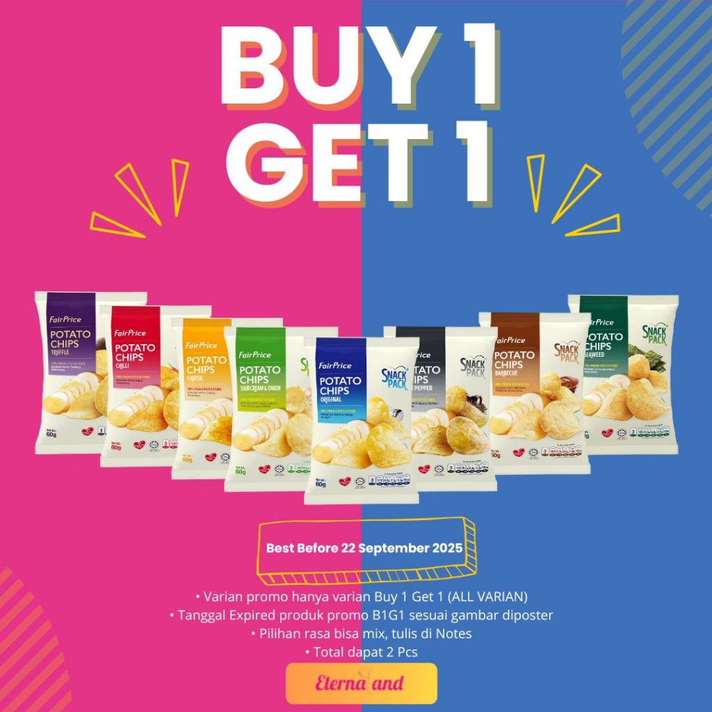 

FairPrice Potato Chips - cemilan keripik kentang impor SG