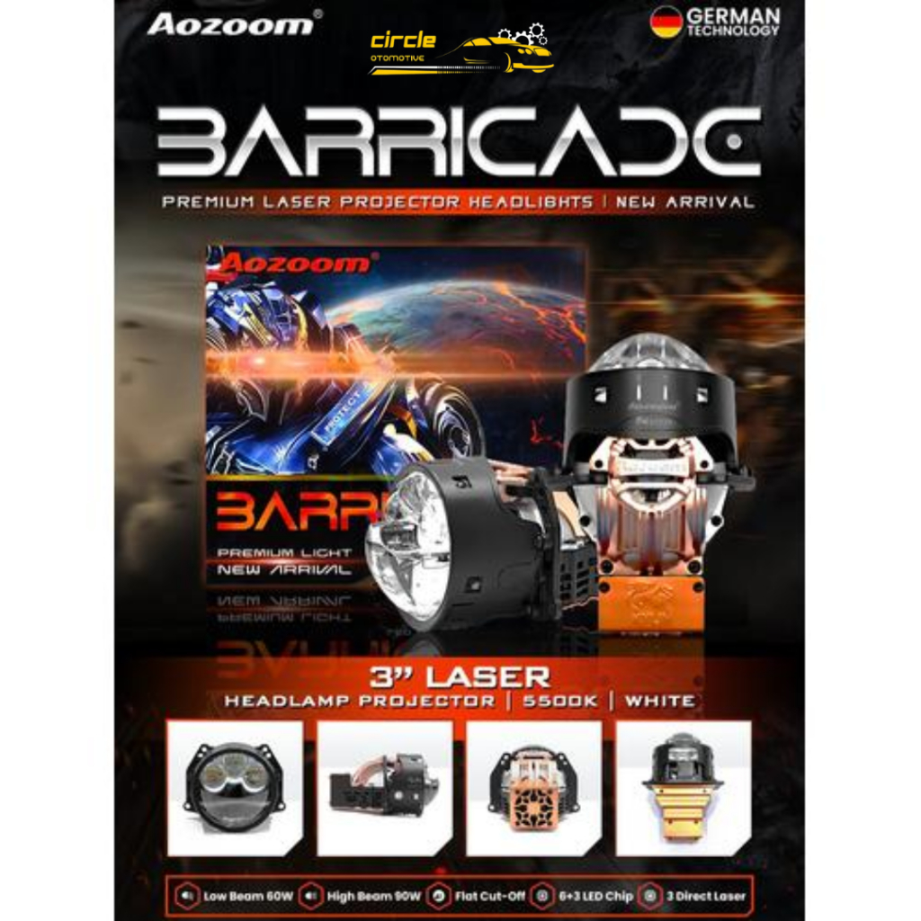 AOZOOM BARRICADE - PREMIUM LASER PROJECTOR HEADLIGHTS | 3" LASER HEADLAMP PROJECTOR 5500K