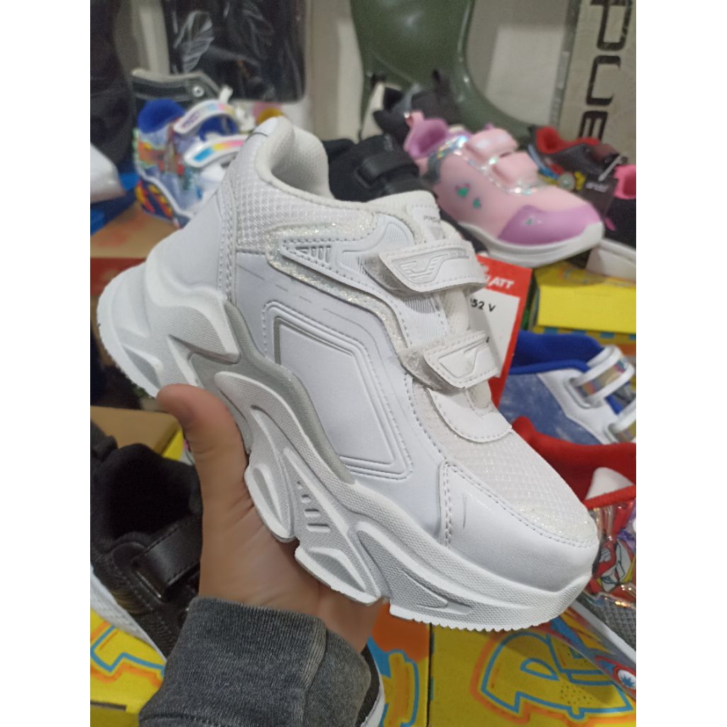 Sepatu Sneakers Korea Pro Att LJX 22  Cml 052 V Perekat Size 33-40 Spatu Putih Jintu Anak Remaja Dew