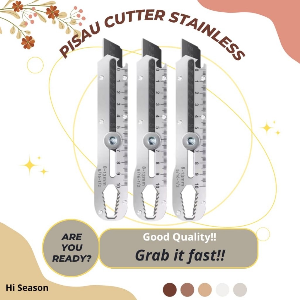 

PISAU KATER STAINLESS STEEL CUTTER SERBAGUNA PEMBUKA BOTOL KALENG PENGGARIS