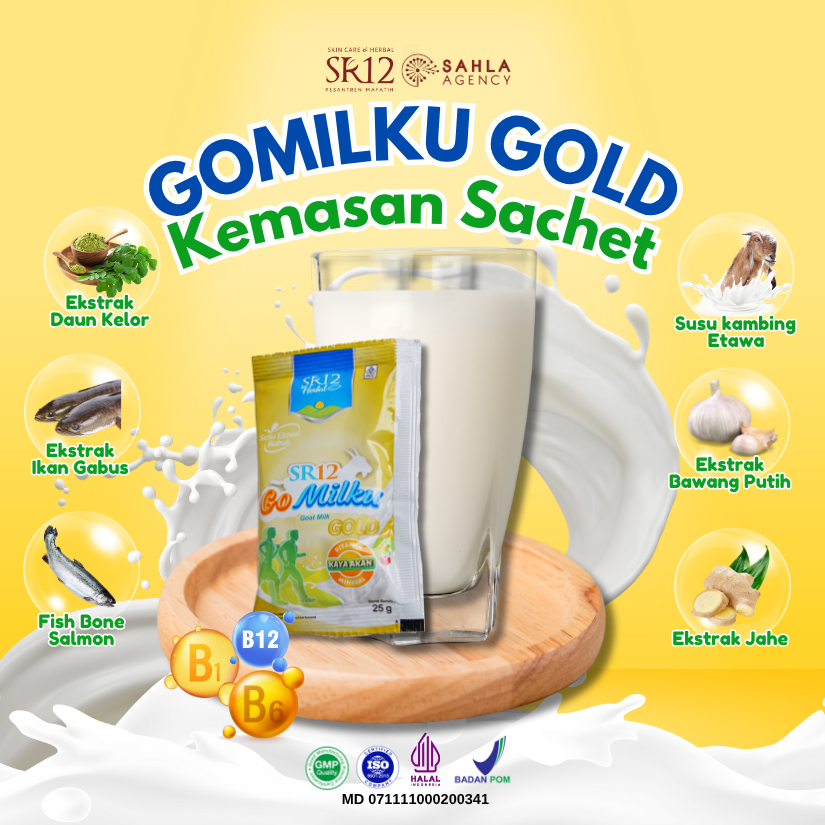 

Gomilku Gold SR12 Kemasan Sachet Susu Kambing Etawa