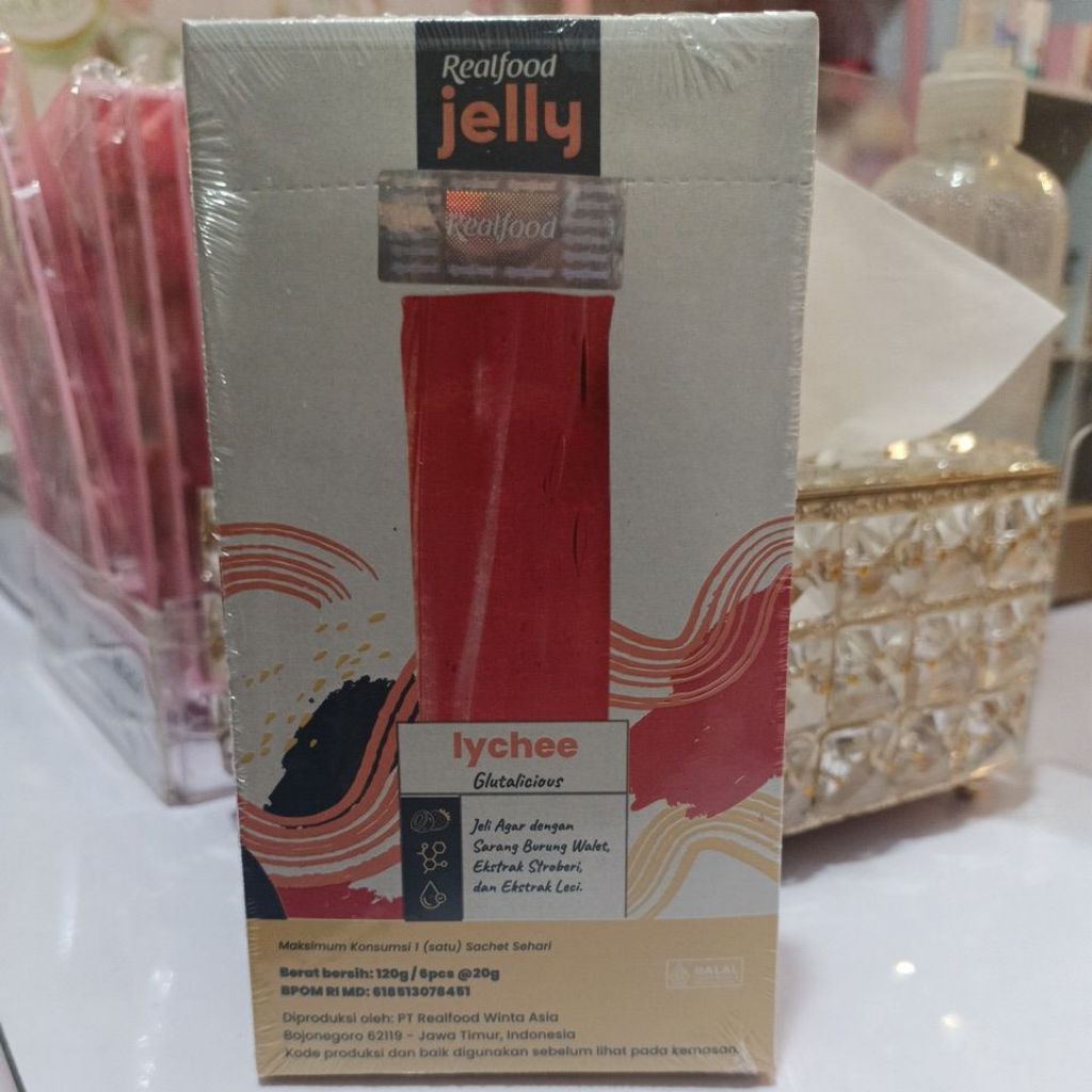 

Realfood Jelly LYCHEE Glutalicuous isi 6pcs @20gr