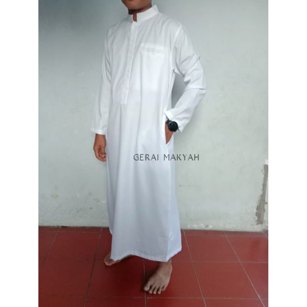 Jubah kekinian gamis pria dewasa katun toyobo lengan panjang pakaian muslim polos hitam putih jumbo 