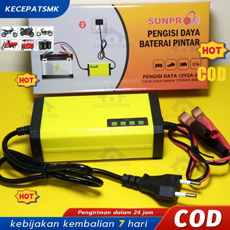 Adaptor Aki Sunpro 12V2A Charger Aki/12V 2A / Alat Cas Aki Motot Mobil / Alat Cas Kendaraan / Charge