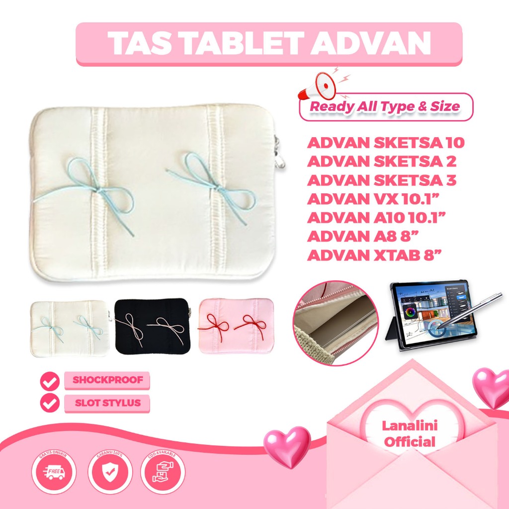 Sleeve Tablet Pastel Case Advan Tab Sketsa 3 2 1 A10 A8 Xtab VX Belajar Plus Elite 7 X7 Pro 10.1 Inc