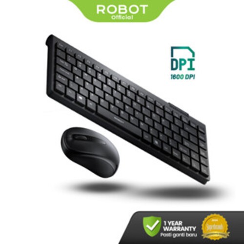 ROBOT KM3500 Combo Wireless – Keyboard & Mouse Set Mini Portable, 2.4GHz, Cocok untuk Laptop/PC, Gar