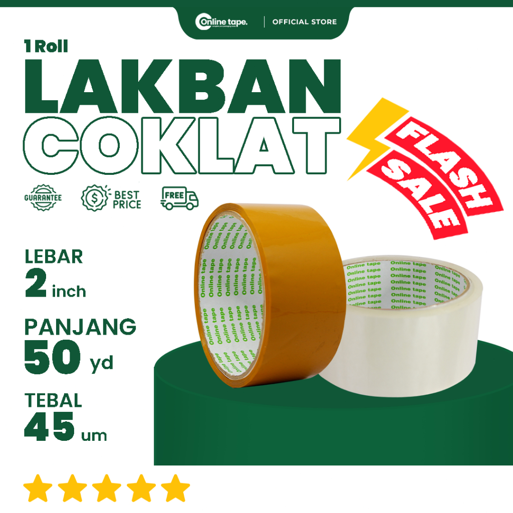 

1 Pcs Lakban Coklat FLASH SALE 50 Yard 2 Inch / Lakban isolasi Merk Online Tape Termurah