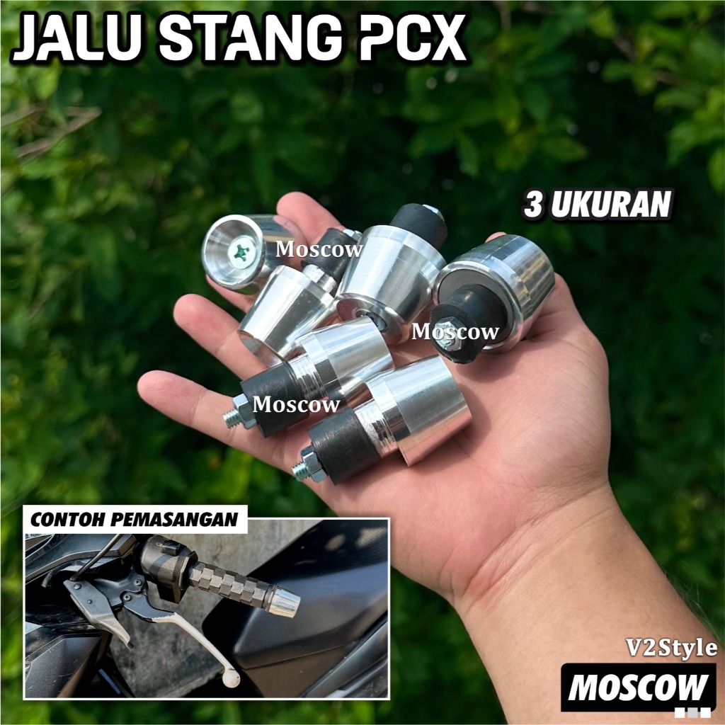 HARGA 2PCS JALU STANG BANDUL BALANCER CHROME BANDUL STIR BAR END PCX SILVER R3 YZF GT 125 R25 WR155 