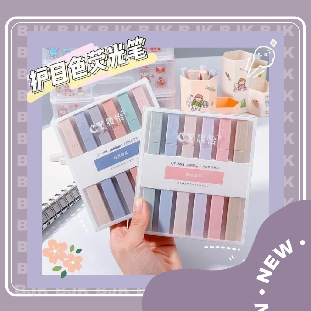 

6PCS/Set Stabilo Pastel Warna Kepala Ganda Lucu Highlighter Warna Morandi Kapasitas Besar - Stationery Set [BUJOYUK]