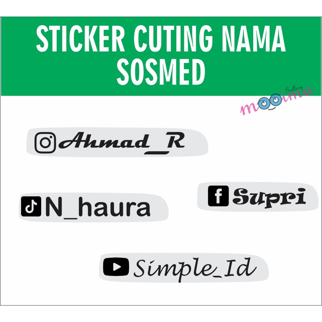 

sticker cutting custom nama sosmed / stiker nama sosial media custom