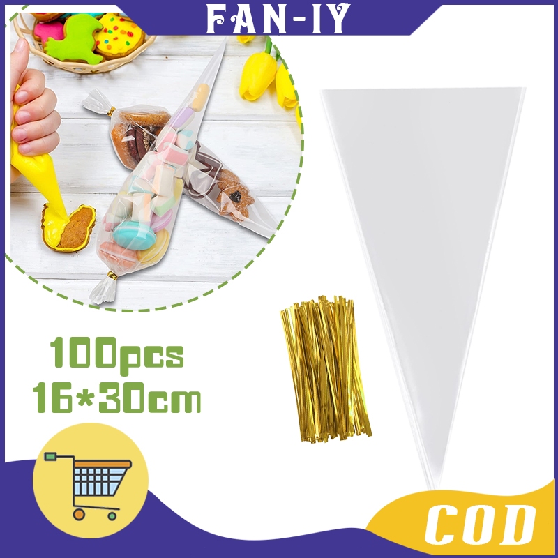 

100Pcs Bag Buttercream Segitiga Plastik Segitiga Piping Bag Kemasan Roti Manis