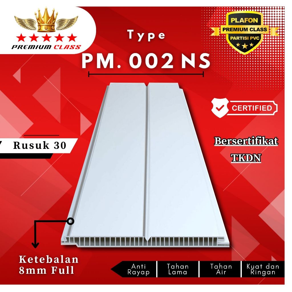 PLAFON PVC PREMIUM CLASS MOTIF PUTIH POLOS NAT DAN TANPA NAT KODE PM 002 NS DAN PM 004 TN
