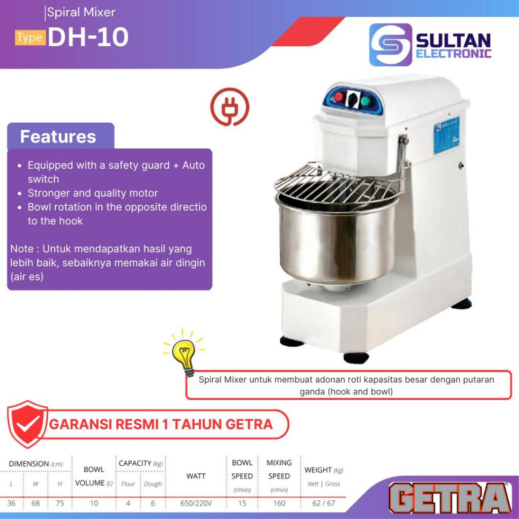 GETRA Spiral Mixer DH-10 / DH10 / DH 10 Mixer Kapasitas Besar 10 L