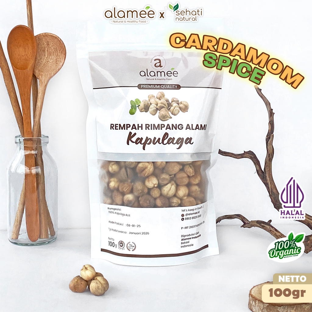

ALAMEE Kapulaga Kering Lokal Cardamom Kapolaga Kapol Rempah Organik Bumbu Masakan Seasoning 100gr