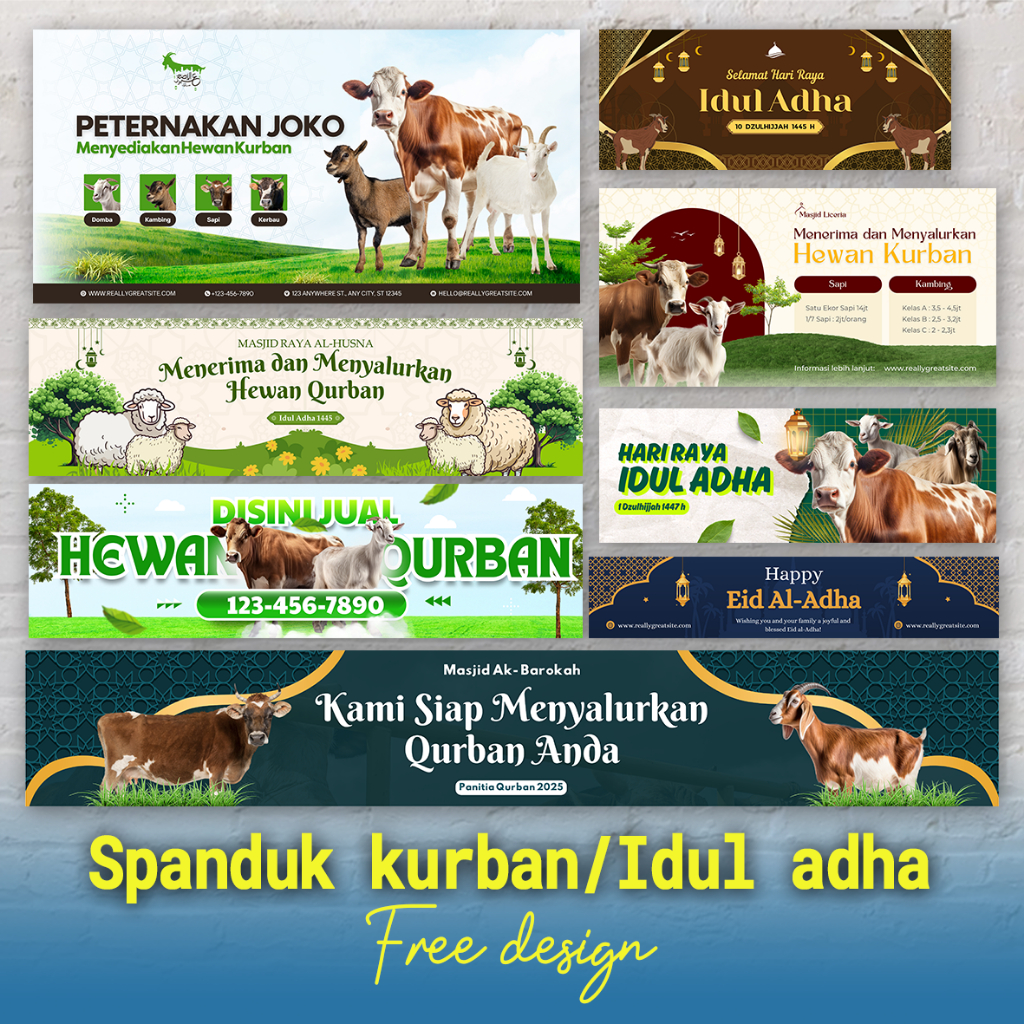 Spanduk Hewan Kurban, Spanduk Lebaran Idul Adha, Spanduk Pemotongan Sapi Kurban, Spanduk Kurban Idul