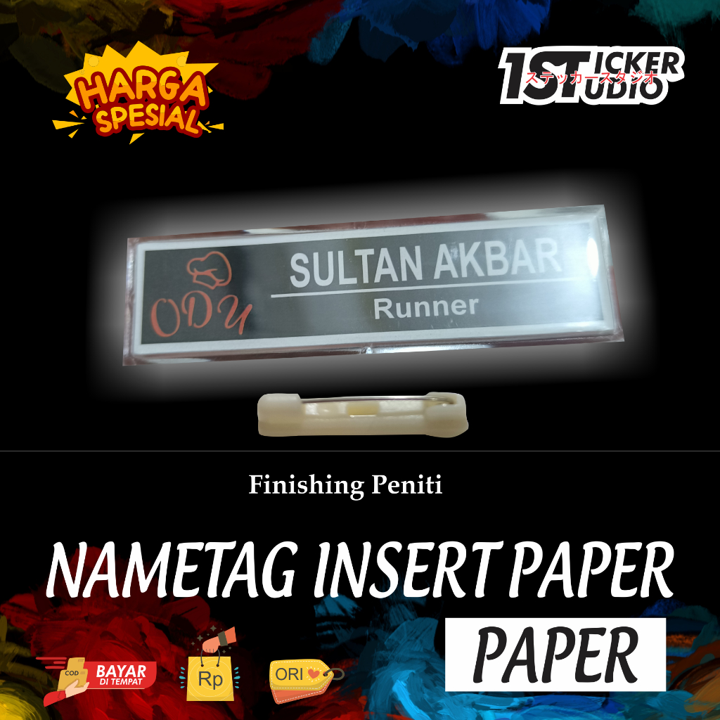 

1StickerStudio Nametag Insert Paper Peniti Bed Nama