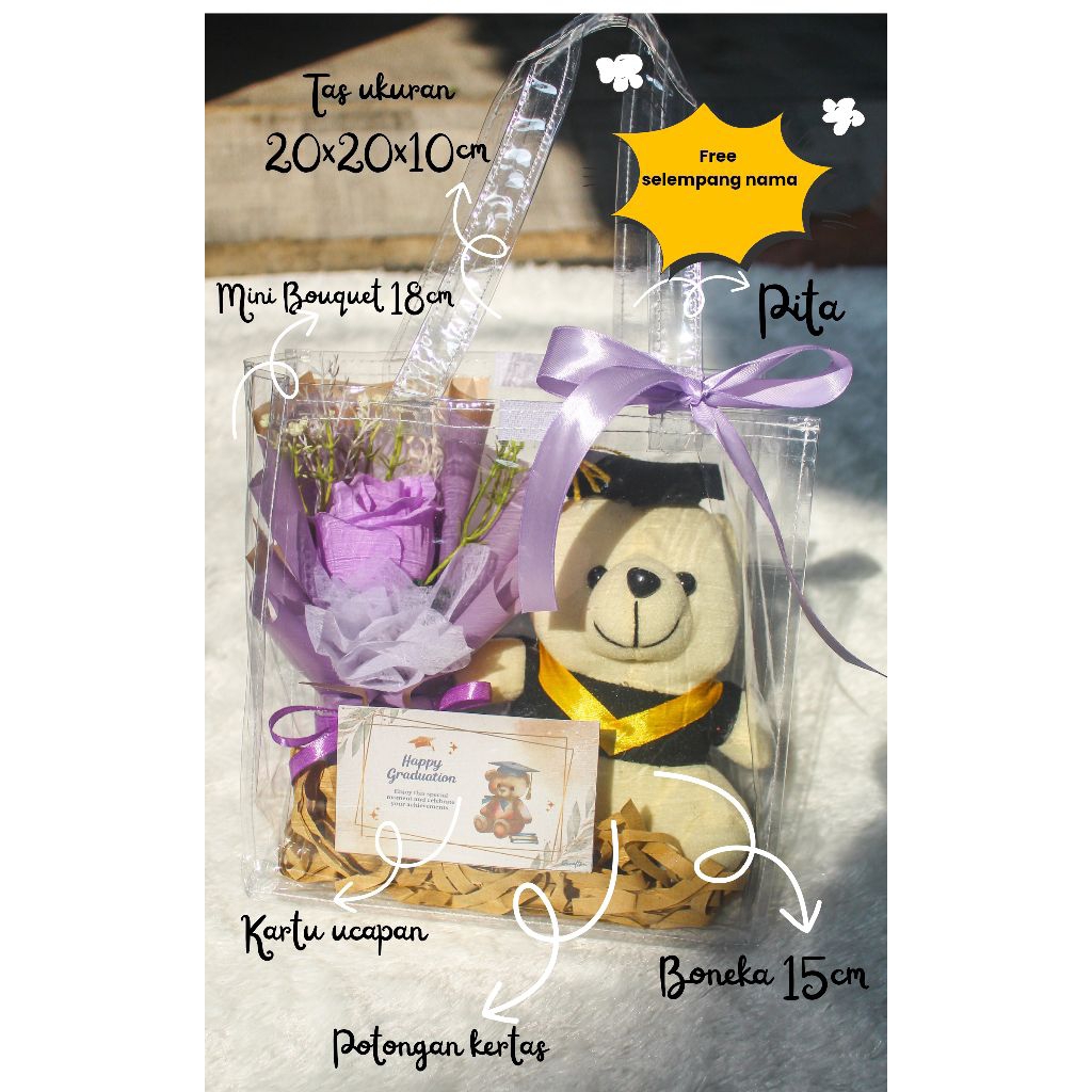 READY GIFT BAG HAMPERS WISUDA - GIFT BAG FLOWER - KADO WISUDA CEWEK - HAMPERS WISUDA CEWEK
